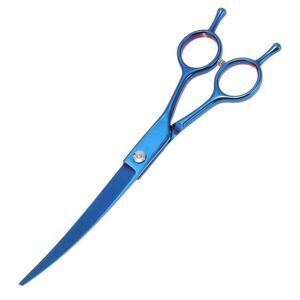 Dog Grooming Scissors Ergonomic Handle Downward Curved Clippers Blue